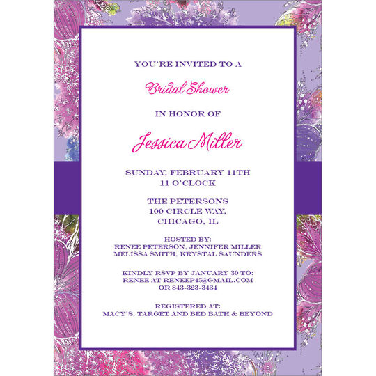 Purple Pansy Invitations